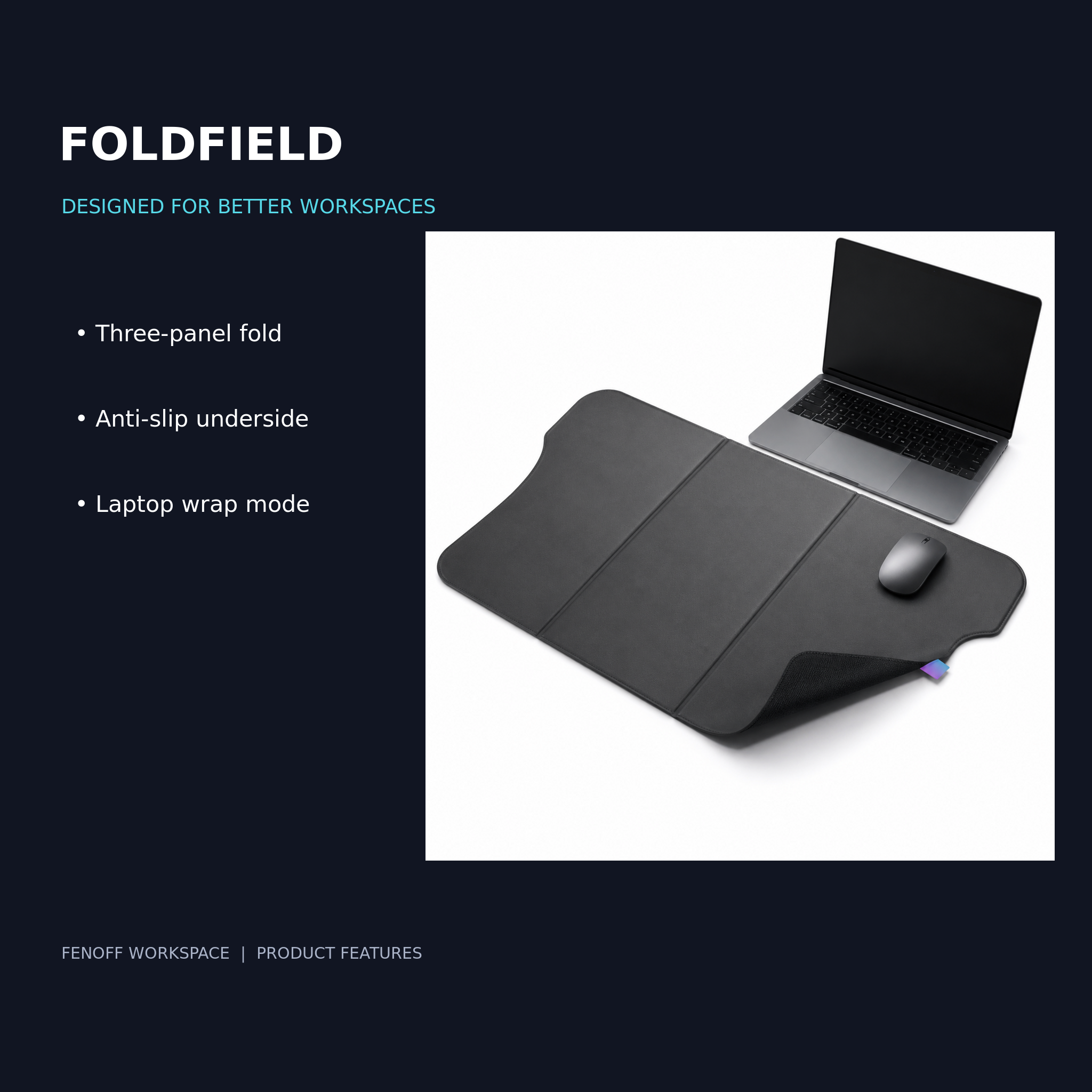 FoldField 3-Panel Travel Desk Mat