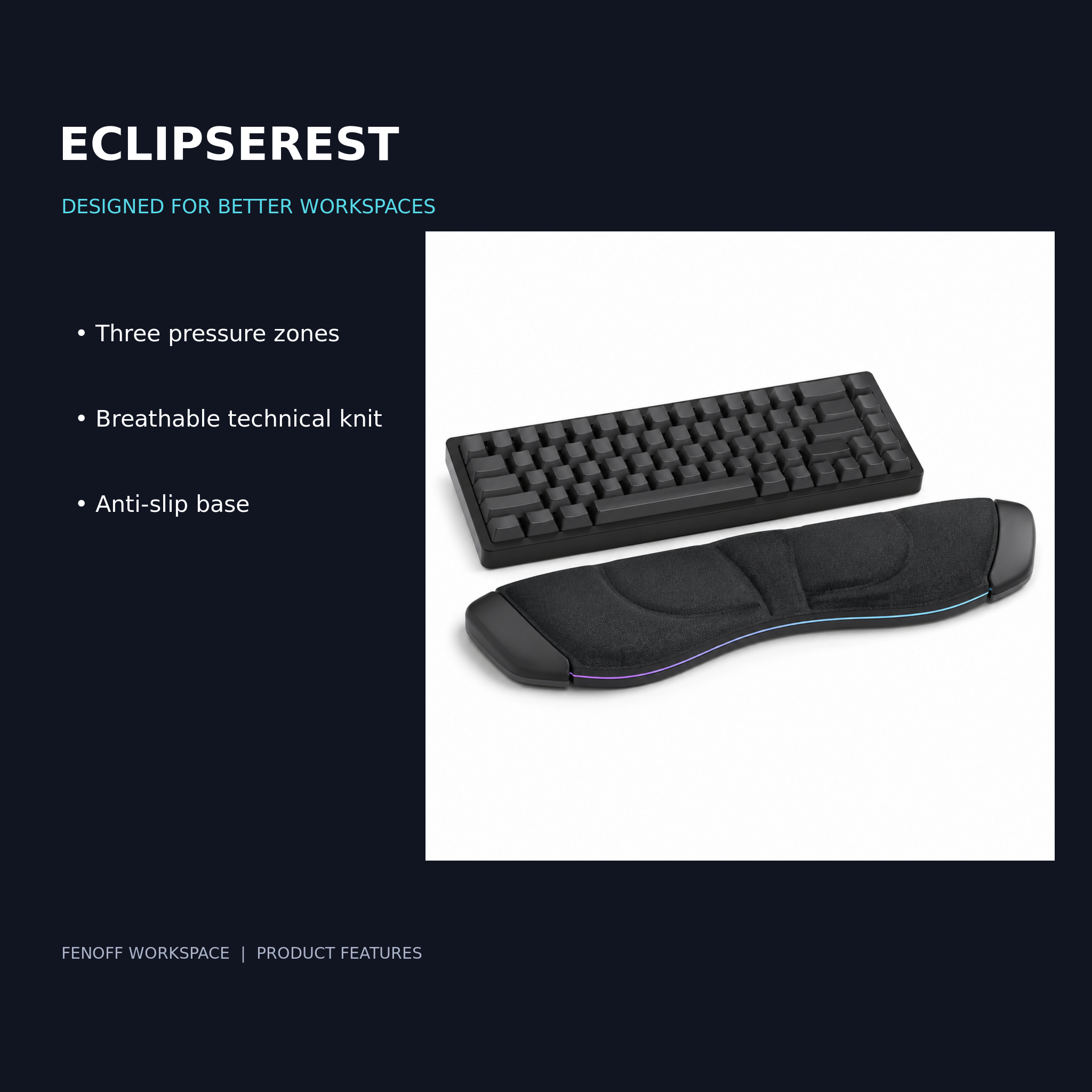 EclipseRest Contoured Keyboard Wrist Rest