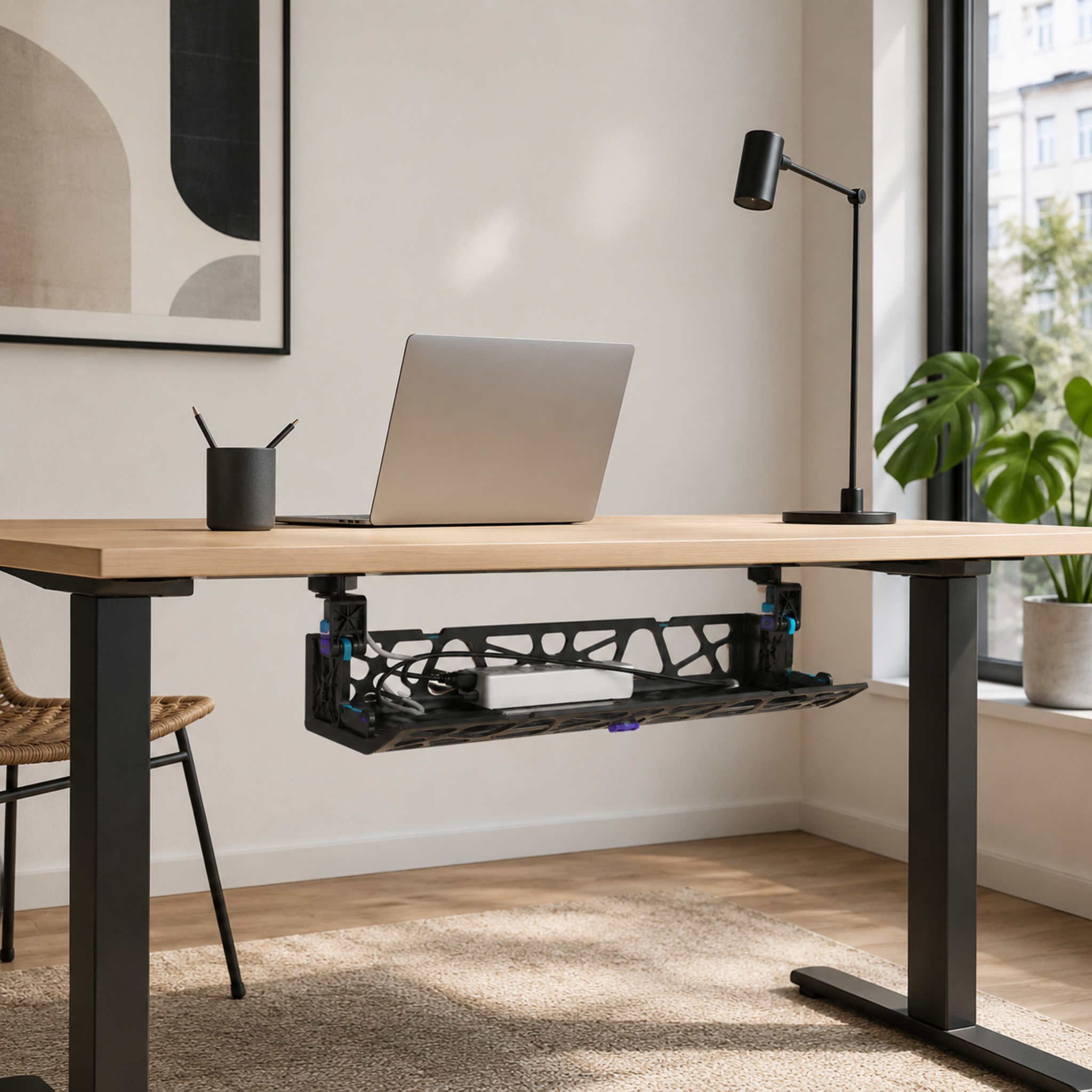 GridVault Clamp-On Under-Desk Cable Tray